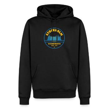 Insigne de la Skyline de Stockholm Bleu Jaune - Sweat à capuche Premium bio Homme - noir - Devant - Nico (187cm)