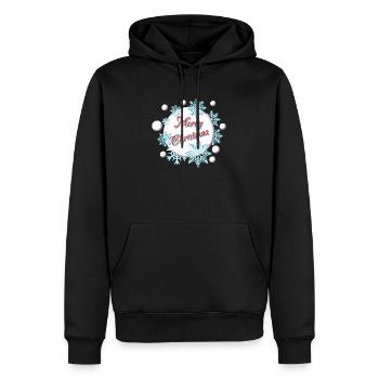Frohe Weihnachten - Feliz Navidad - Schnee - Männer Premium Bio Hoodie - Schwarz - Vorne - Nico (187cm)