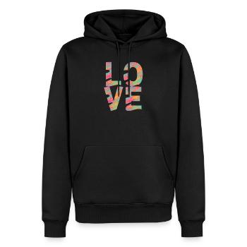 LOVE - Sweat à capuche Premium bio Homme - noir - Devant - Nico (187cm)