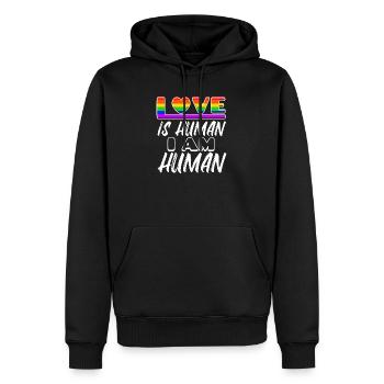 Droits de l’homme LGBT Love Heart Déclaration Homo - Sweat à capuche Premium bio Homme - noir - Devant - Nico (187cm)