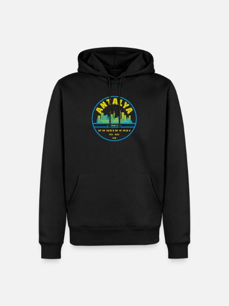 Antalya Skyline Badge Turkey - Men’s Premium Organic Hoodie - black