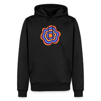 Anneaux Rayures Fleur Yoga Méditation om - Sweat à capuche Premium bio Homme - noir - Devant - Nico (187cm)