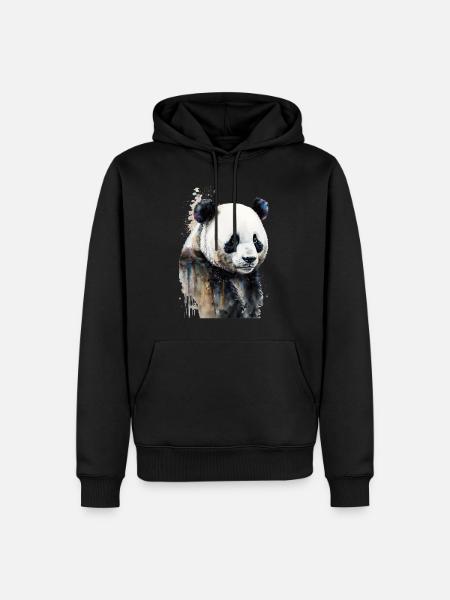 Aquarelles Panda - Sweat à capuche Premium bio Homme - noir