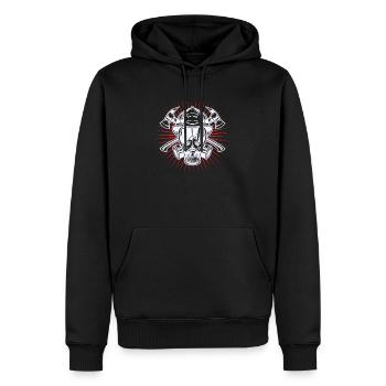 Feuerwehrhelm Brandschutz Feuerwehr Lebensretter - Männer Premium Bio Hoodie - Schwarz - Vorne - Nico (187cm)