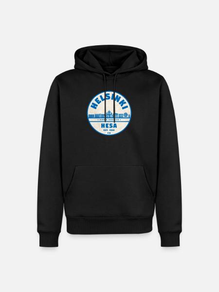 Helsinki Skyline Emblem 1550 - Men’s Premium Organic Hoodie - black