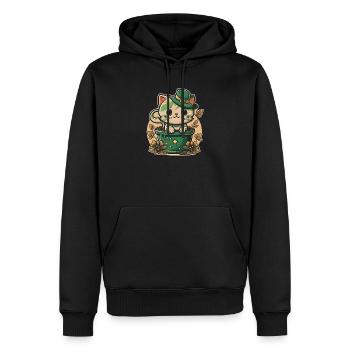 Chat dans le pot de fleurs Fête de la Saint-Patrick - Sweat à capuche Premium bio Homme - noir - Devant - Nico (187cm)