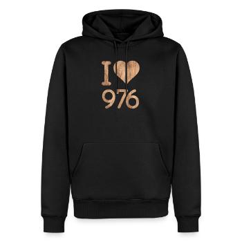 love 976 - Sweat à capuche Premium bio Homme - noir - Devant - Nico (187cm)