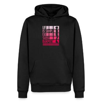 La vie est facile, design de burpees - Sweat à capuche Premium bio Homme - noir - Devant - Nico (187cm)
