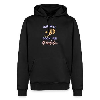 Sportart Spieler Padel Bälle Statement Schläger - Männer Premium Bio Hoodie - Schwarz - Vorne - Nico (187cm)