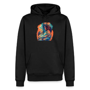 Frau mit Wellen aus Feuer und Wasser - Männer Premium Bio Hoodie - Schwarz - Vorne - Nico (187cm)