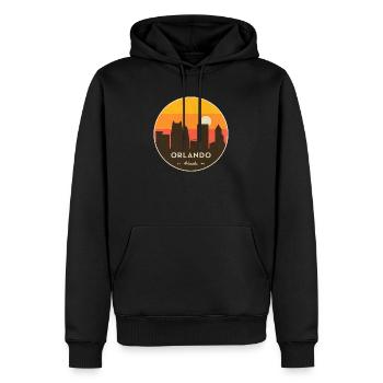Coucher de soleil de la Skyline d’Orlando - Sweat à capuche Premium bio Homme - noir - Devant - Nico (187cm)