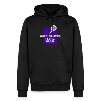 Turnier Padel-Tennis Spieler Schläger Statement - Männer Premium Bio Hoodie - Schwarz - Vorne - Nico (187cm)