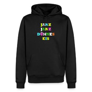 GANZ GANZ DÜNNES EIS AUF DEM DU DICH BEWEGST - Männer Premium Bio Hoodie - Schwarz - Vorne - Nico (187cm)