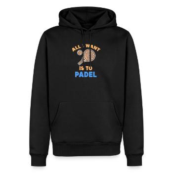 Déclaration de padel Joueurs de jeux de padel Raquettes Balles - Sweat à capuche Premium bio Homme - noir - Devant - Nico (187cm)