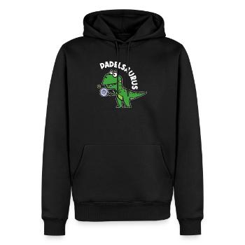 Padel Padelspiel Sport Spieler Dinosaurier Spruch - Männer Premium Bio Hoodie - Schwarz - Vorne - Nico (187cm)