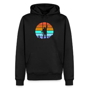 Sommets des montagnes, alpinisme, randonnée, randonnée pédestre - Sweat à capuche Premium bio Homme - noir - Devant - Nico (187cm)