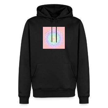 Flower of Life White - 5th Dimension - Men’s Premium Organic Hoodie - black - Front - Nico (187cm)