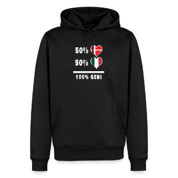 Italie et Danemark 100% drapeau de génie - Sweat à capuche Premium bio Homme - noir - Devant - Nico (187cm)