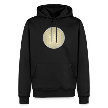 Blume des Lebens Gold - 5. Dimension - Mandala - Männer Premium Bio Hoodie - Schwarz - Vorne - Nico (187cm)