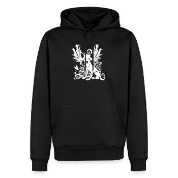 Flügelhund Ornamentale Fantasie-Illustration - Männer Premium Bio Hoodie - Schwarz - Vorne - Nico (187cm)