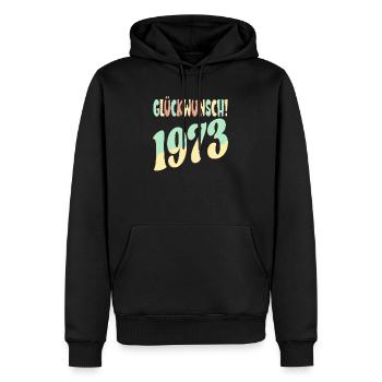 Glückwunsch Jahr 1973 - GEBURTSTAG RETRO - Männer Premium Bio Hoodie - Schwarz - Vorne - Nico (187cm)