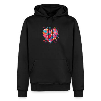Cœur d’amour - Sweat à capuche Premium bio Homme - noir - Devant - Nico (187cm)