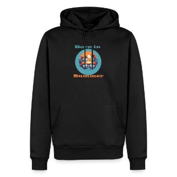 Né en été - Sweat à capuche Premium bio Homme - noir - Devant - Nico (187cm)