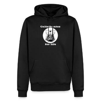 Calisthenics for life blanc - Sweat à capuche Premium bio Homme - noir - Devant - Nico (187cm)