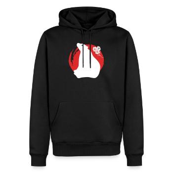 Silhouette d’ours japonais - Sweat à capuche Premium bio Homme - noir - Devant - Nico (187cm)