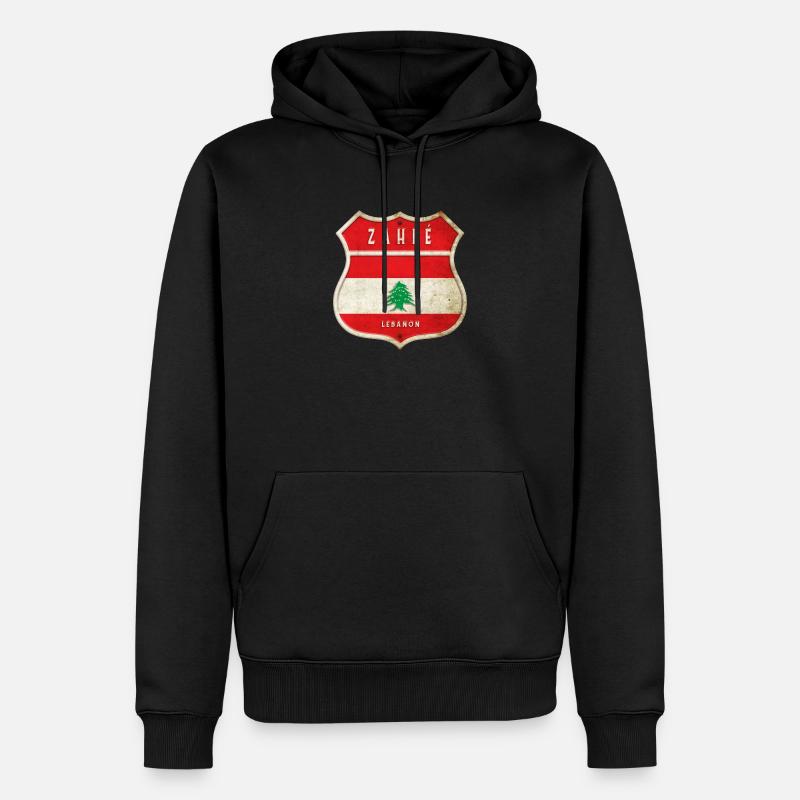 Zahlé Libanon Wappen Flaggen Design - Männer Premium Bio Hoodie - Schwarz