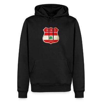 Beirut Lebanon coat of arms flags design - Men’s Premium Organic Hoodie - black - Front - Nico (187cm)