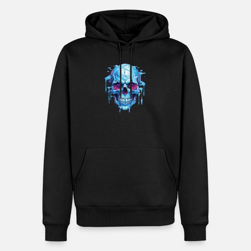 Art en forme de crâne de glace néon - Sweat à capuche Premium bio Homme - noir