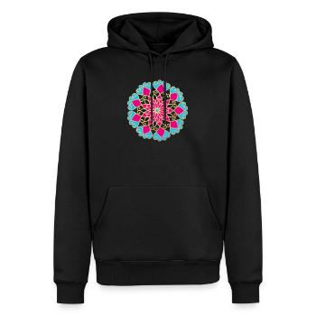 Yoga Mandala Or Méditation Inde Ornement Om - Sweat à capuche Premium bio Homme - noir - Devant - Nico (187cm)