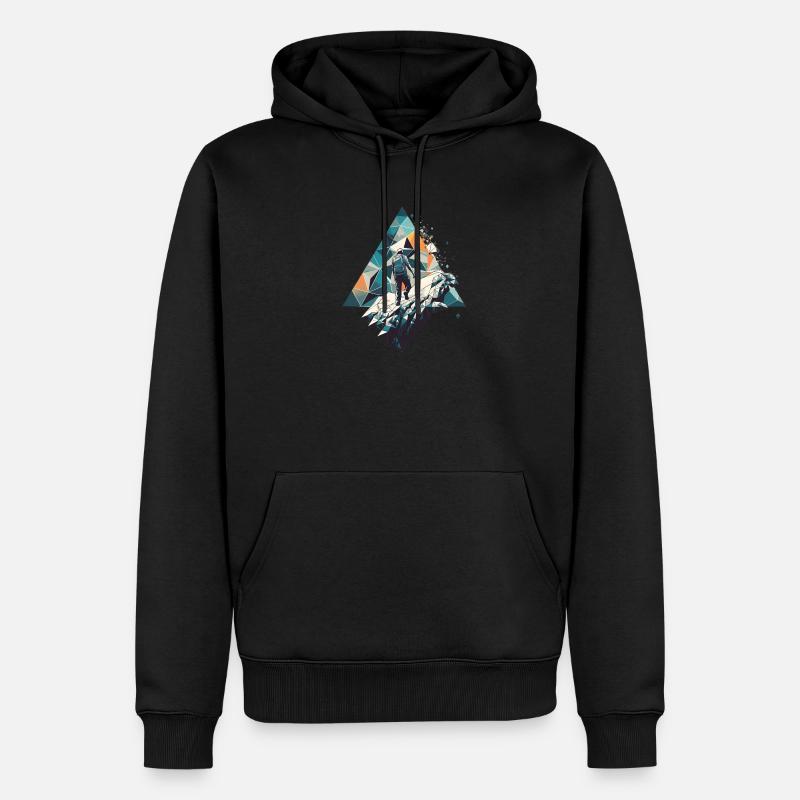 Alpiniste géométrique de style polygone - Sweat à capuche Premium bio Homme - noir