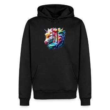 Bunter Einhornkopf - Männer Premium Bio Hoodie - Schwarz - Vorne - Nico (187cm)