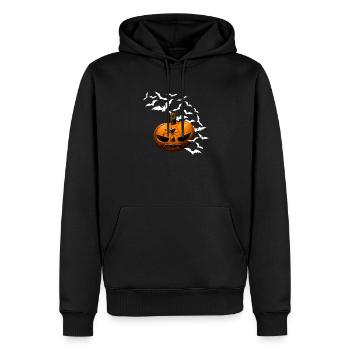 Kürbisse, Fledermäuse, Spinnen, halloween outfit - Männer Premium Bio Hoodie - Schwarz - Vorne - Nico (187cm)