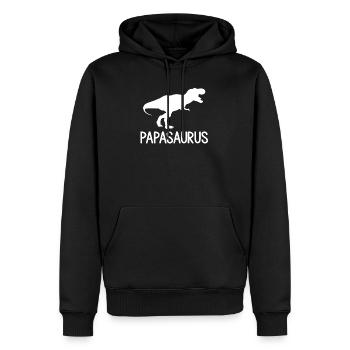 T shirt humoristique papasaurus - Sweat à capuche Premium bio Homme - noir - Devant - Nico (187cm)