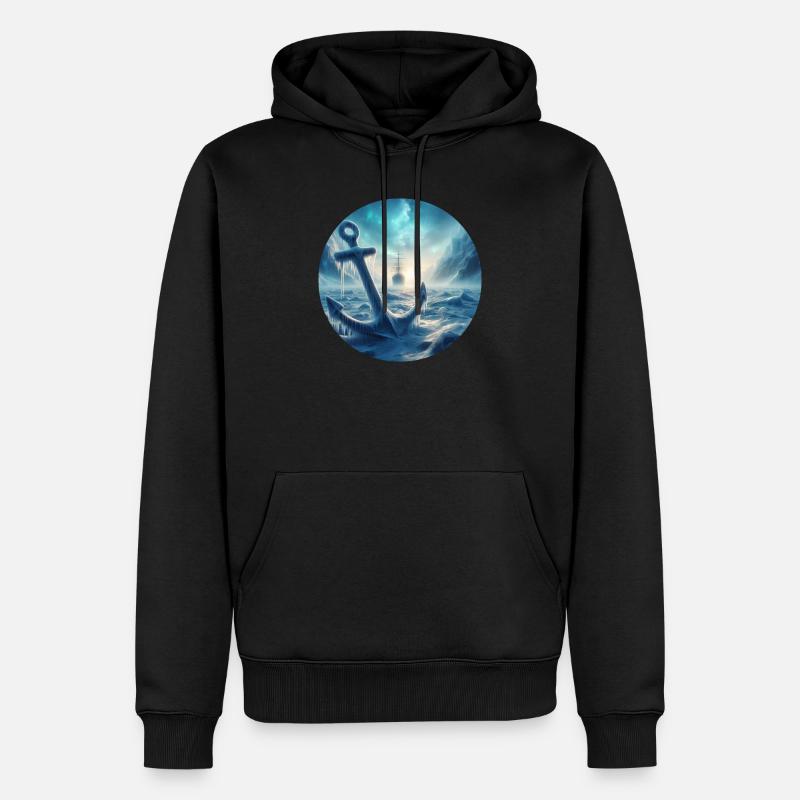 Anker und Schiff Eis Landschaft - Männer Premium Bio Hoodie - Schwarz