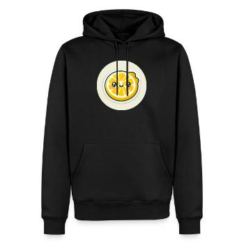 Tranche de citron jaune avec visage - Sweat à capuche Premium bio Homme - noir - Devant - Nico (187cm)
