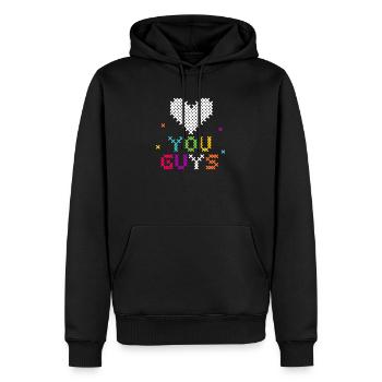 Kreuzstich Herz Liebe Typografie - Männer Premium Bio Hoodie - Schwarz - Vorne - Nico (187cm)