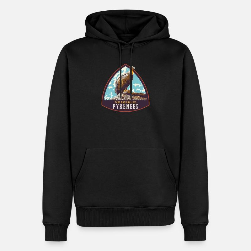 Écusson Vautour, Parc Pyrénées : Nature Protégée - Sweat à capuche Premium bio Homme - noir