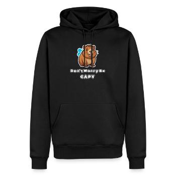 Capybara Don't worry be capy - Männer Premium Bio Hoodie - Schwarz - Vorne - Nico (187cm)