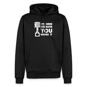 Énoncé de poste Travailleur mécanicien bourreau de travail - Sweat à capuche Premium bio Homme - noir - Devant - Nico (187cm)