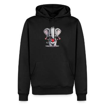 Niedliches Elefant Baby mit Herz, Valentinstag - Männer Premium Bio Hoodie - Schwarz - Vorne - Nico (187cm)