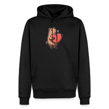 Capybara with heart Valentine's Day - Men’s Premium Organic Hoodie - black - Front - Nico (187cm)