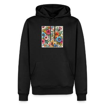 Bunte Pflanzenblumen - Männer Premium Bio Hoodie - Schwarz - Vorne - Nico (187cm)