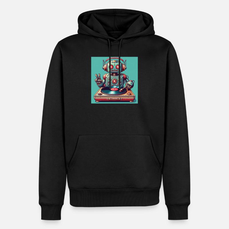 Robotic Vinyl Turntable - Men’s Premium Organic Hoodie - black