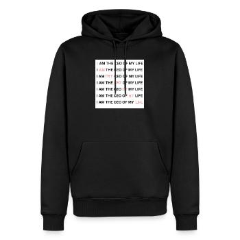I AM THE CEO OF MY LIFE - Männer Premium Bio Hoodie - Schwarz - Vorne - Nico (187cm)