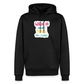 Im Zweifelsfall die Welt bereisen - Männer Premium Bio Hoodie - Schwarz - Vorne - Nico (187cm)
