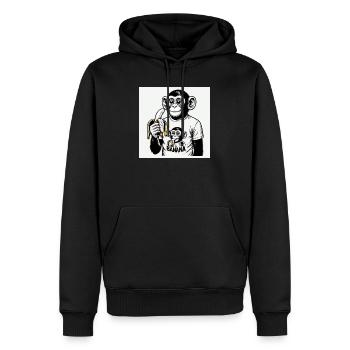 Un singe et sa banane - Sweat à capuche Premium bio Homme - noir - Devant - Nico (187cm)